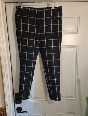 LOFT Black Windowpane Cropped Chinos